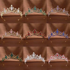 Baroque Vintage Rhinestone Bridal Tiara Alloy Crystal Crown Wedding Party Hair Accessories For Women