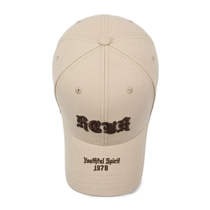 Beige cotton baseball cap with RCVR 1978 embroidery in classic American retro style