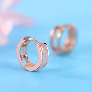 925 Sterling Silver Rose Gold Hollow Geometric Hoop Earrings For Women Minimalist Pink Shell Inlay Ear Buckle Jewelry Gift