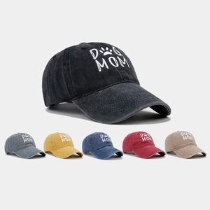 Casquette de Baseball Vintage en Coton Délavé Dog Mom Casquette Réglable Distressed Dad Hat pour Amoureux des Animaux Homme Femme