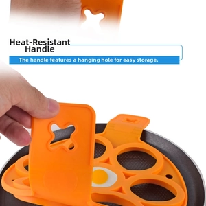 Heat-resistant silicone pancake mold featuring insulated handles and easy-storage star holes
