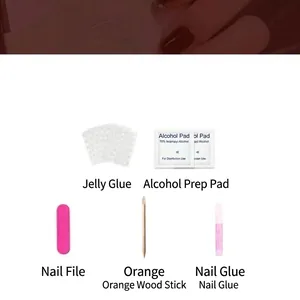 Essential 5-piece press-on nail tool kit with glue, file, and adhesive tabs