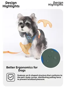 Detail view of the water-resistant fabric and H-shaped ergonomic design for dog harness