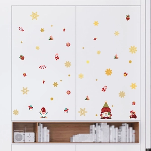 Stickers de Noël avec nains et pingouins pour décoration festive de meubles de maison