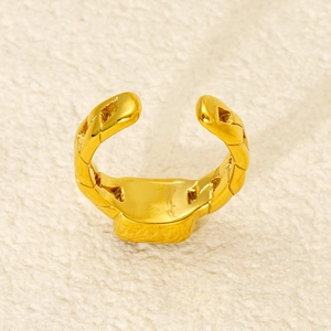 Elegant gold-tone adjustable open ring featuring a classic Cuban chain link texture
