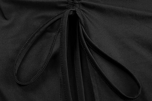 Macro detail of high-quality knit fabric texture with precision drawstring stitching