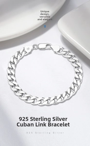 Detailed macro view showing the ITALY S925 hallmark on silver cuban link chain bracelet