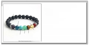 Vue macro détaillée d'un bracelet chakra en pierre de lave 8mm avec gemmes