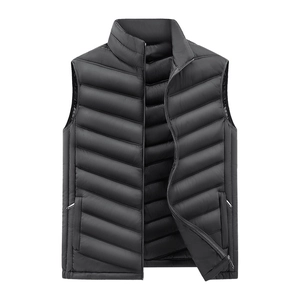 Men's Quilted Stand Collar Padded Vest Thermal Windproof Sleeveless Jacket For Autumn Winter Outdoor Casual Slim Fashion Outerwear