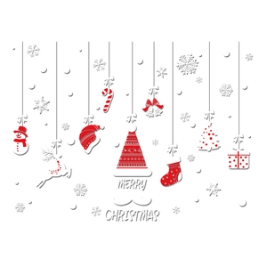 Stickers de fenêtre de Noël rouge et blanc avec bonhomme de neige et joyeux Noël