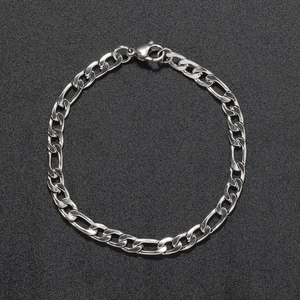 Classic 5mm silver Figaro link bracelet in stainless steel with a secure lobster clasp