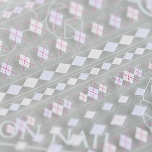 Purple argyle pattern nail art stickers with pro-thin adhesive and elegant embossed texture
