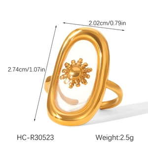 Macro detail of sunburst relief in oval ring with precise size measurements in inches