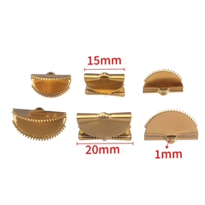 Golden stainless steel ribbon crimp ends 15mm and 20mm for DIY jewelry making