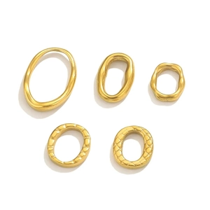 18K gold plated irregular round metal link chain connectors in five assorted textures