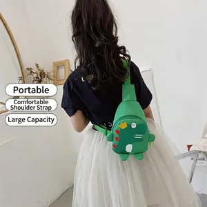 Kids Nylon Dinosaur Chest Bag Cute Cartoon Crossbody Shoulder Bag For Toddlers Children Daily Use Korean Style