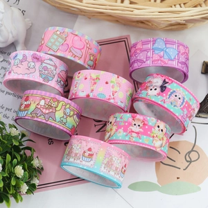 Assorted kawaii cartoon printed grosgrain ribbons for DIY hair bow crafts and gift decor