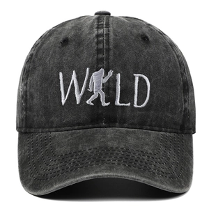 Washed Cotton Baseball Cap Vintage Distressed Wild Letter Bigfoot Embroidery Adjustable Casual Dad Hat Unisex