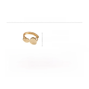 Detail view of irregular gold double-layered bangle showing alloy material and dimensions