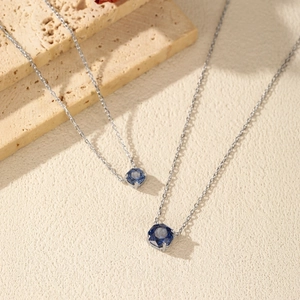 Luxury S925 sterling silver necklaces with royal blue rose cut sapphire pendants