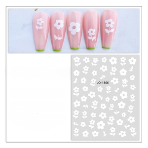 White flower nail stickers ultra-thin waterproof floral nail decals set for manicure