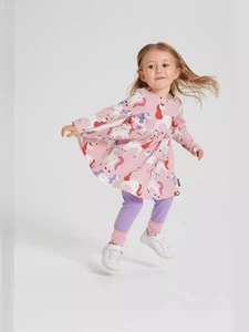 Pink Cotton Long Sleeve Girls Dress Cute Unicorn Print Autumn Princess Style Casual Toddler Clothes