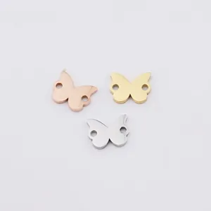 Ciondolo Farfalla 304 Acciaio Inossidabile Connettore Doppio Foro DIY Creazione Gioielli Lucidato A Specchio Minimalista