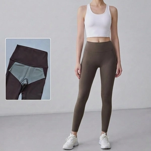 High waist yoga leggings in olive brown featuring functional inner lining for sports
