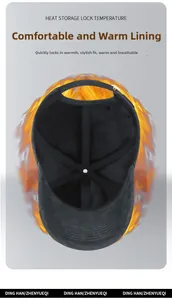 Detail of warm black fleece lining and adjustable buckle strap on velvet baseball cap