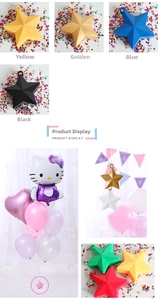 Star shaped plastic balloon weights in multiple colors for securing helium balloons