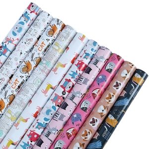 Cartoon cat themed gift wrapping paper rolls in various colors for birthdays and valentines