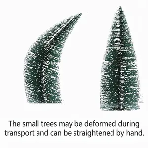 Mini frosted sisal Christmas tree table decor showing how to straighten after shipping
