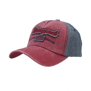 Vintage washed baseball cap in burgundy and gray with New York 1985 embroidery