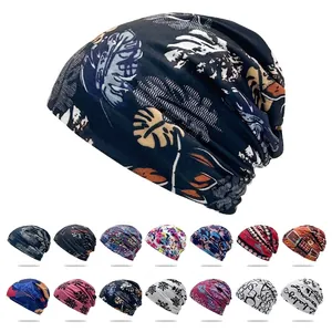 Versatile breathable slouchy beanie hats for women with 15 colorful printed floral patterns