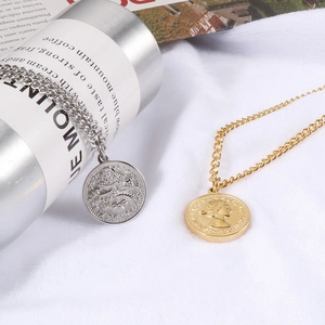 Layered coin necklaces in gold and silver finish with Queen Elizabeth II portraits