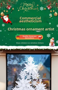 Adesivo natalizio bianco a forma di albero di neve per decorazione vetri festiva