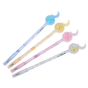 Creative sequin gel pens with moon-shaped liquid sand caps in four assorted colors