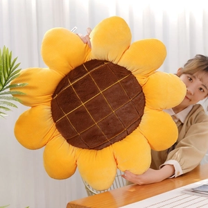 Sunflower Shaped Plush Cushion Pillow Elastic Velvet Soft Rabbit Fur Fabric Home Office Chair Decor Floor Seat Pad