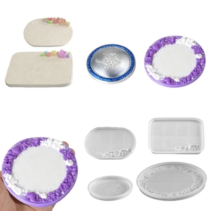 Silicone Mold For DIY Tray Coaster Embossed Floral Lace Rose Pattern Round Rectangle Shapes Resin Epoxy Craft