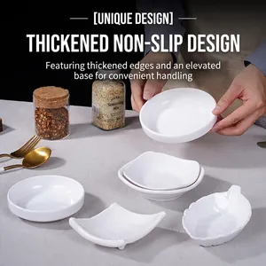 Melamine small seasoning dishes with thickened non-slip base for sauces and snacks