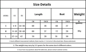 Detailed size chart for lace slip dress showing S/M/L measurements in cm and inches