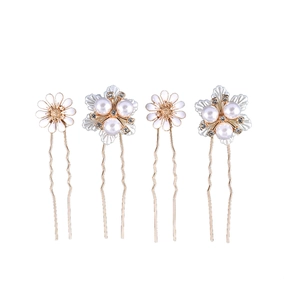 Lot d'épingles à cheveux fleurs de marguerite avec perles et cristaux pour mariée
