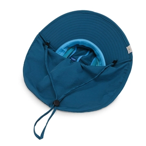 Navy blue kids sun hat with neck protection flap and breathable mesh lining