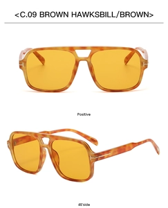 Retro-Pilotenbrille mit braunem Schildpatt-Rahmen und orangefarbenen Gläsern im Detail