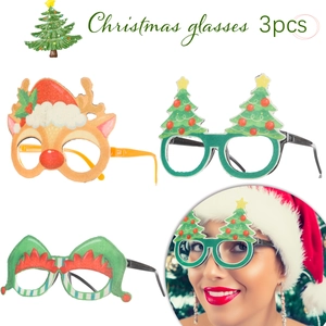 Lot de trois montures de lunettes de Noël festives pour accessoires photo et décorations