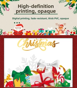 Close-up of thick PVC Christmas stickers featuring Santa and reindeer with digital printing