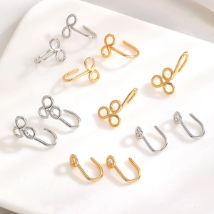 Ensemble de clips d'oreille géométriques en forme de U en tons or et argent polis