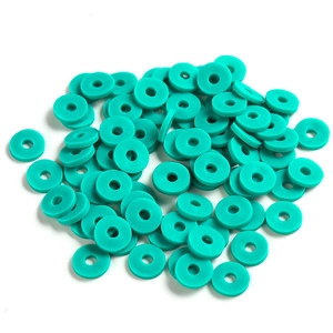 Green 6mm polymer clay heishi beads for DIY bracelet jewelry making and decorations