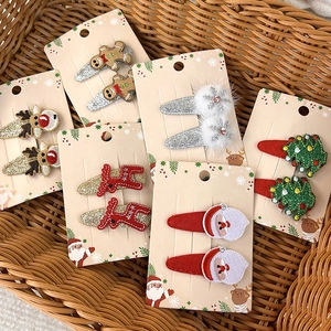 Süßes Weihnachts-Haarspangen-Set mit Rentier, Weihnachtsmann und Baum für Kinder
