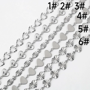 Six styles of stainless steel heart chain links for DIY jewelry making accessories